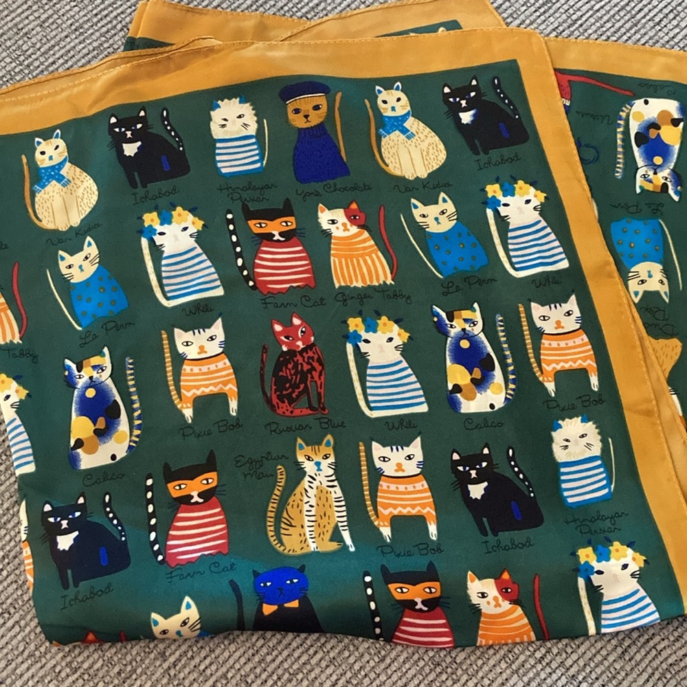 Cat scarf NEW whimsical cats calico, farm, York chocolate, ginger
